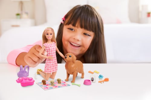 Barbie Doll, Blonde, and Grocery Store with Rolling Cart and Working Belt,  1 - Kroger