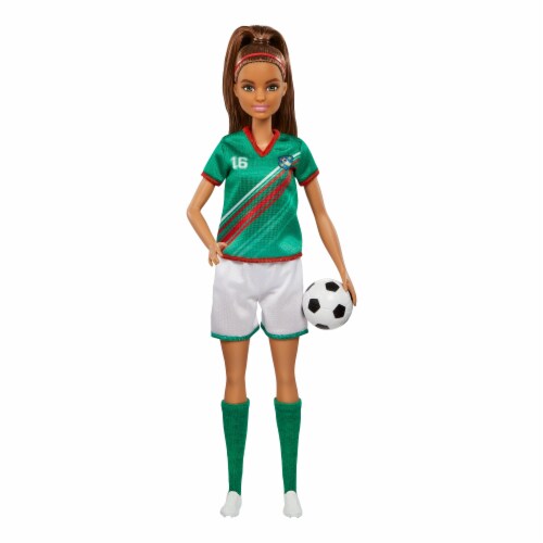 Barbie® Brunette Soccer Doll Perspective: top