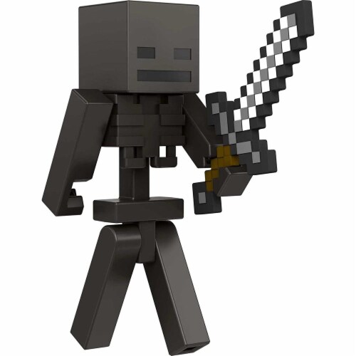 Minecraft Craft-A-Block Wither Skeleton Figure Authentic Pixelated Video-Game Character Perspective: top
