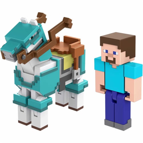 Mattel Minecraft Steve and Armored Horse Figures Perspective: top
