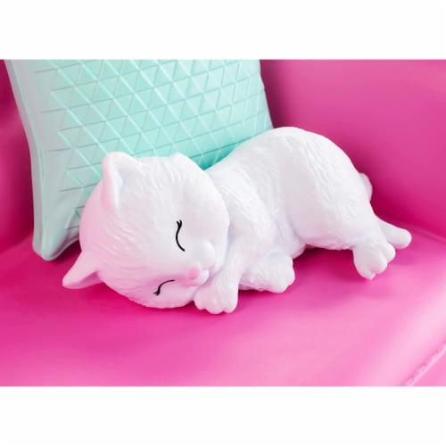 Barbie Indoor Furniture Playset, Living Room Includes Kitten, Furniture and Accessories Perspective: top