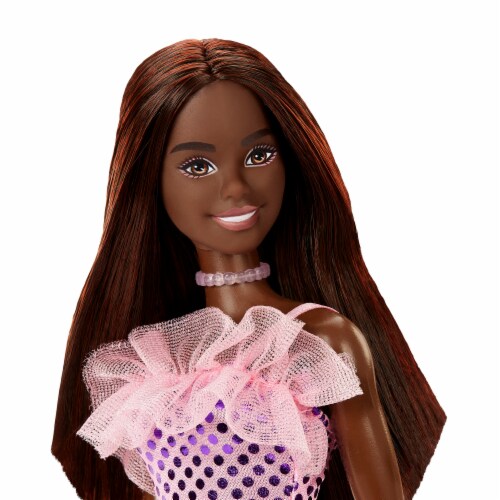 Mattel Barbie® Brunette Purple Sequin Dress Glitz Doll Perspective: top