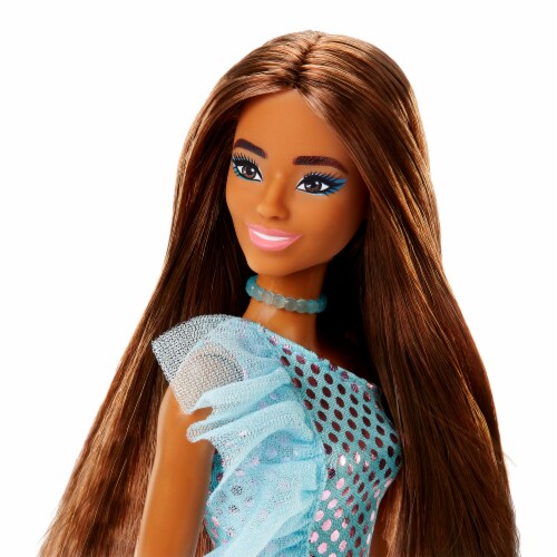 Mattel Barbie® Brunette Purple And Teal Sequin Dress Glitz Doll Perspective: top