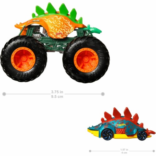 Hot Wheels Monster Trucks 1:64 Scale MOTOSAURUS, Includes Hot Wheels Die Cast Car Perspective: top