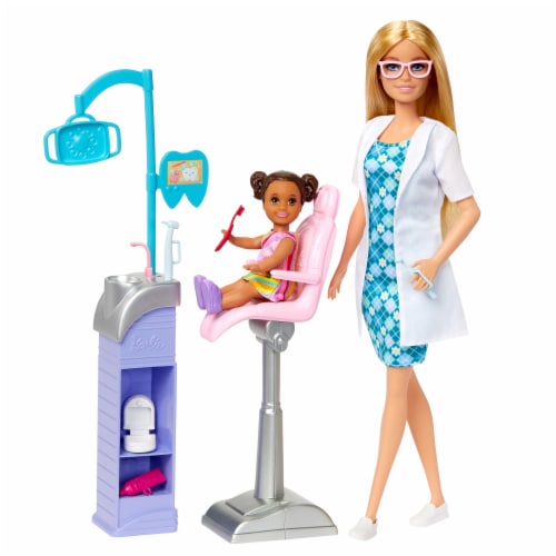 Mattel Barbie® You Can Be Anything™ Blonde Dentist Doll With Child Doll Set Perspective: top