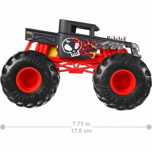 Hot Wheels Monster Trucks Bone Shaker, 1:24 Scale Die-Cast Toy Truck with Giant Wheels Perspective: top