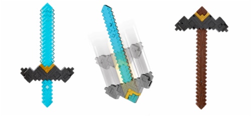 ​Mattel Minecraft Sword and Pickaxe 2-in-1 Toy Perspective: top