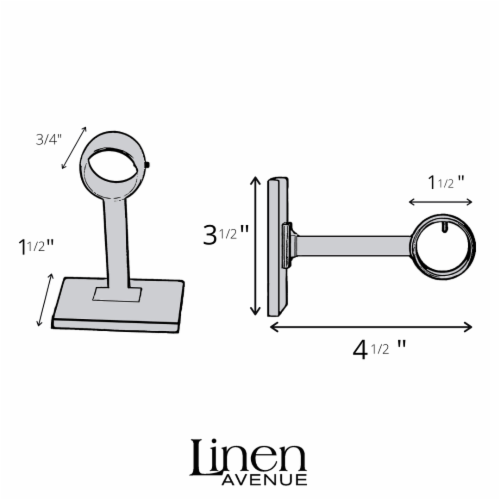 Linen Avenue Single Rod Decorative Bracket Rectangle, 2 Pack Antique Silver Perspective: top