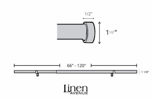 Linen Avenue End Cap Single Window Curtain Rod Set, 66 to 120-Inch, Matte Black Perspective: top