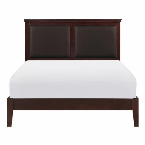 Lexicon Seabright Traditional Wood and Faux Leather Eastern King Bed in Cherry Perspective: top