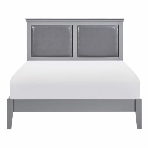 Lexicon Seabright Traditional Wood and Faux Leather Eastern King Bed in Gray Perspective: top