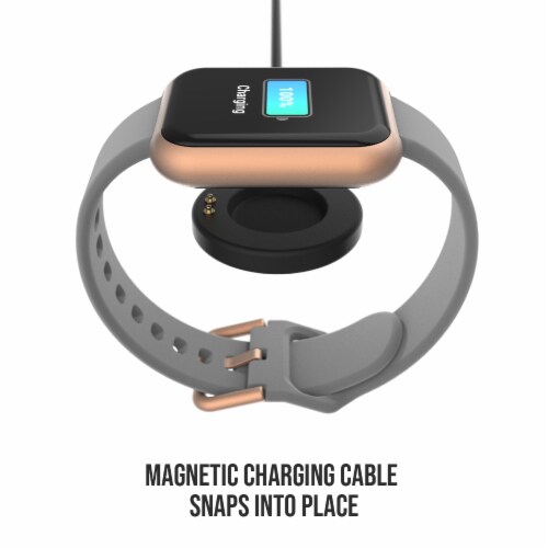 iTouch Air 3 Smartwatch: Rose Gold Case with Blush Strap 40mm Perspective: top