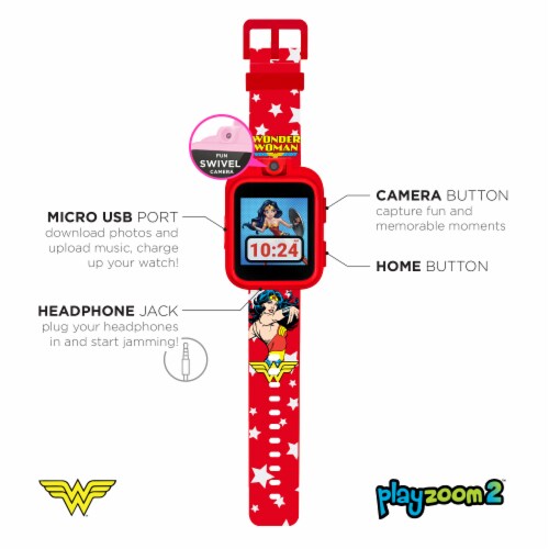 WonderWoman PlayZoom Kids Learning Smartwatch - Red Perspective: top