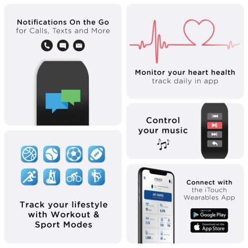 iTouch Active Smartwatch: Grey Perspective: top