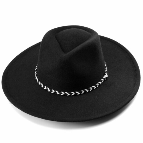 Collection 18 Trim FElt Panama Hat - Black Perspective: top