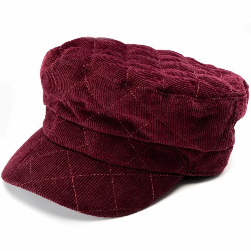 Collection 18 Quilted Corduroy Cabby Hat - Burgundy Perspective: top
