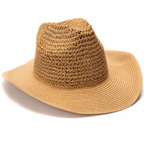 Collection 18 Straw Cowboy Hat - Tan Perspective: top