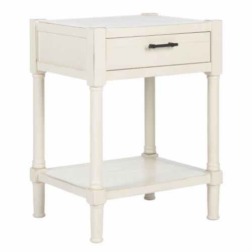 SAFAVIEH Filbert 1-Drawer Accent Table Distressed White Perspective: top