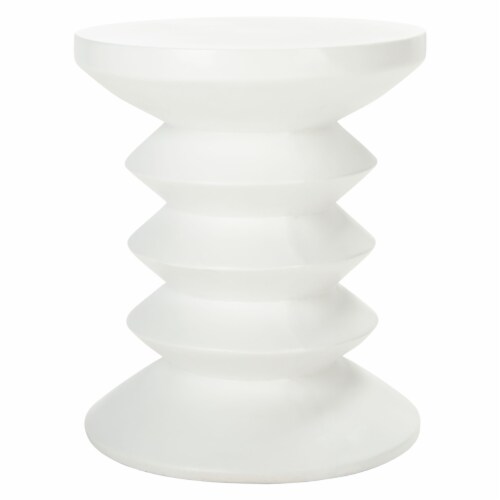 SAFAVIEH Outdoor Collection Benaya Concrete Accent Stool Ivory Perspective: top