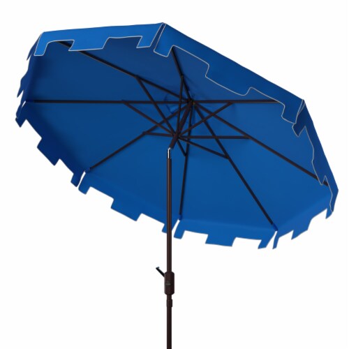 SAFAVIEH Outdoor Collection Zimmerman 9-Foot Tilt Umbrella & Flap Pacific Blue Perspective: top