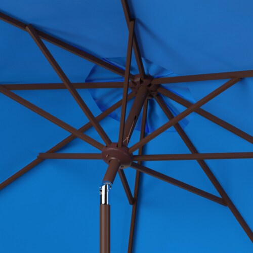SAFAVIEH Outdoor Collection Ortega 9-Foot Tilt Crank Umbrella Pacific Blue Perspective: top