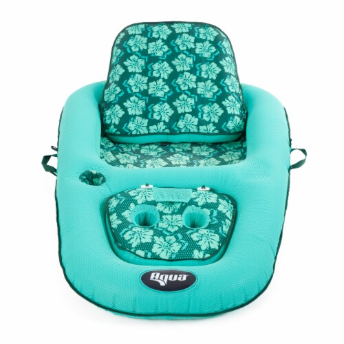 Aqua Leisure Campania 2 in 1 Convertible Water Lounger Pool Inflatable, Floral Perspective: top