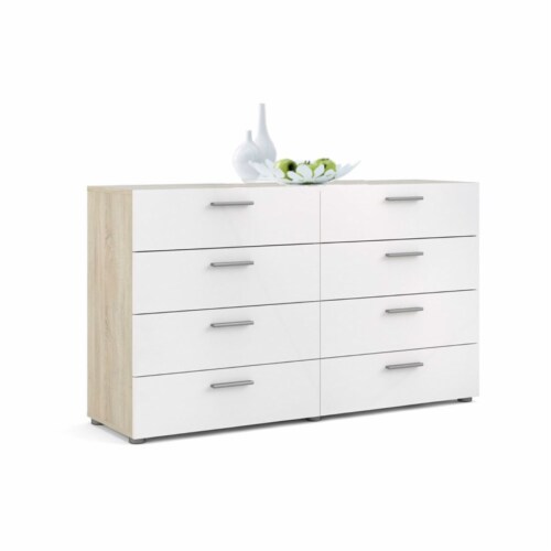 Pemberly row modern contemporary 6 drawer wide double bedroom dresser in white high gloss discount