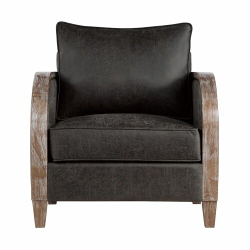 Pemberly Row 31.5 Polished Microfiber Accent Chair in Dark Gray 1