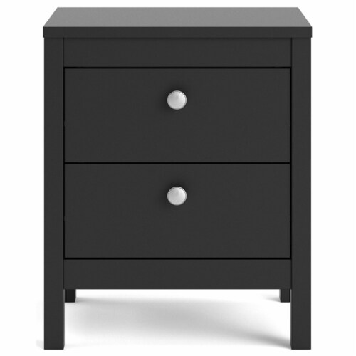 Pemberly Row Contemporary 2 Drawer Nightstand in Black Matte Perspective: top