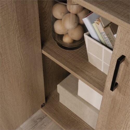Pemberly Row Modern 4-Shelf Wood Bookcase with Doors in Summer Oak Perspective: top