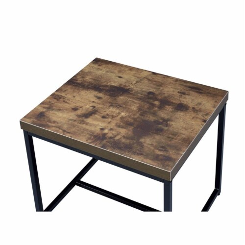 Bowery Hill Square End Table in Weathered Oak and Black Perspective: top