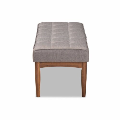 Bowery Hill Grey and Walnut Brown Finished Wood Dining Bench Perspective: top
