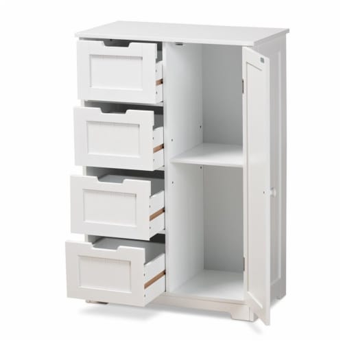 Bowery Hill White Finished Wood 4-Drawer Bathroom Storage Cabinet Perspective: top