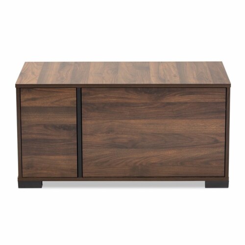Bowery Hill Modern Walnut Brown Finished 2-Door Cat Litter Box Cover House Perspective: top