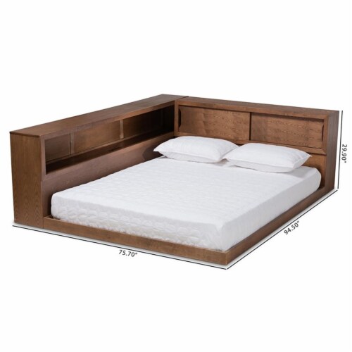Walnut platform on sale bed with storage