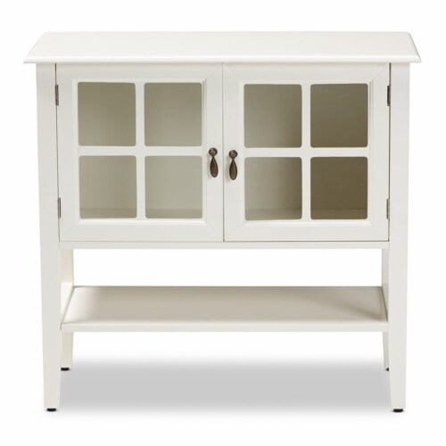 Bowery Hill Traditional White Finished Wood and Glass 2-Door Kitchen Cabinet Perspective: top