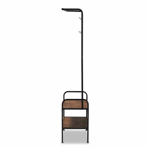 Bowery Hill Distressed Wood and Black Metal Finished Entryway Hall Tree Perspective: top