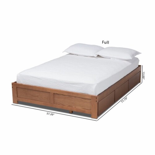 Bowery Hill Full Size Walnut 3-Drawer Storage Bed Frame Perspective: top