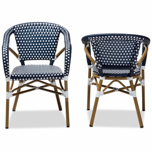 Bowery Hill Dining Side Chair in Navy and White (Set of 2) Perspective: top