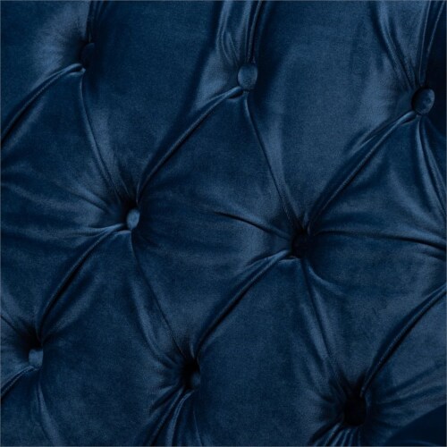 Bowery Hill Navy Velvet Upholstered Gold Finished Lounge Chair Perspective: top