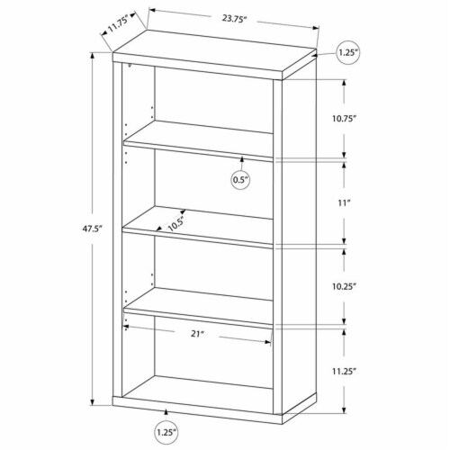 Home Square 4 Adjustable Shelves Wood Bookcase Set in Brown (Set of 2) Perspective: top