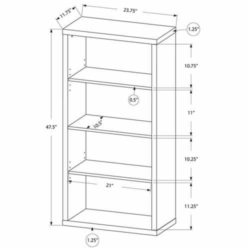 Home Square 4 Adjustable Shelves Wood Bookcase Set in Gray (Set of 2) Perspective: top