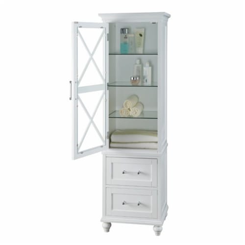Home Square 2 Drawer Linen Tower Cabinet Set in White (Set of 2) Perspective: top