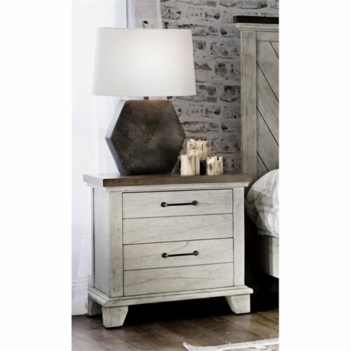 Rustic white nightstand discount set of 2