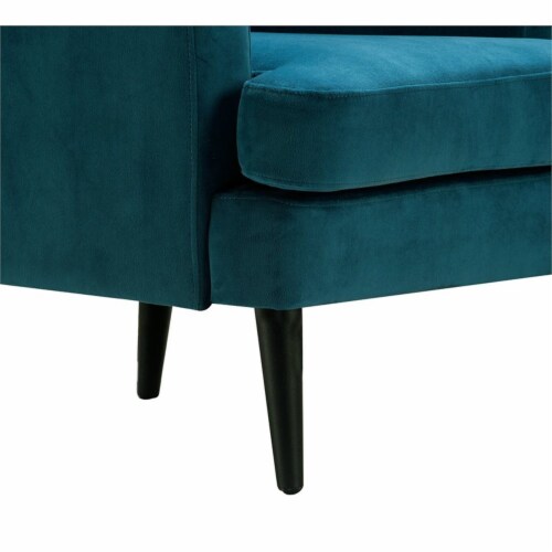 Home Square 2 Piece Tufted Velvet Accent Chair Set in French Teal Blue Perspective: top