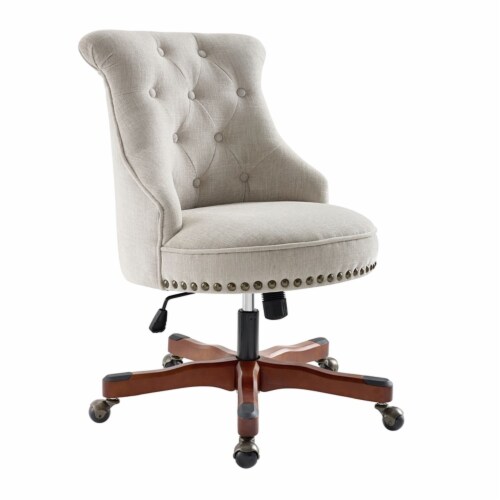 Home Square 2 Piece Upholstered Wood Office Chair Set in Natural