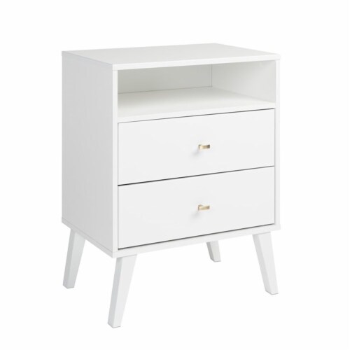 Home Square 2 Piece Wood Tall Nightstand Set with 2 Drawer in