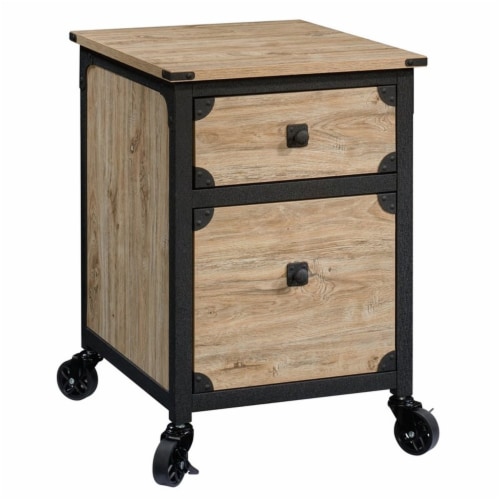 Home Square 2 Piece Wood Mobile Filing Cabinet Set in Milled Mesquite Beige Perspective: top
