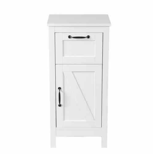 Luxen 2 Piece White Wood Bathroom Wall Cabinet and Small Storage Cabinet Set Perspective: top