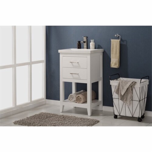 Maklaine 20  Single Sink Vanity in White Perspective: top